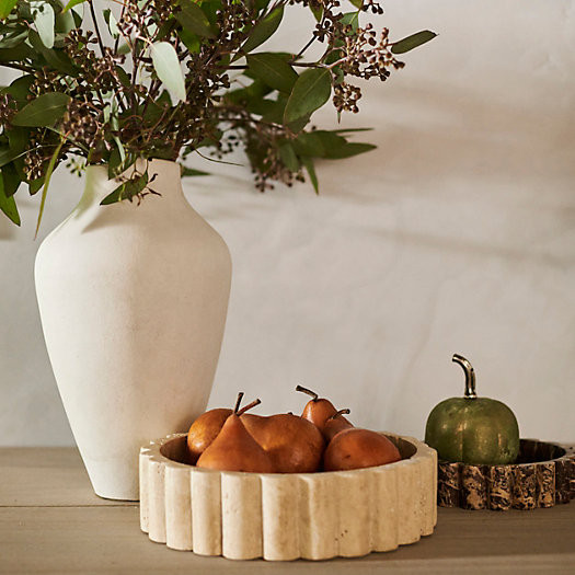 Scalloped Travertine Marble Serving Bowl | Terrain