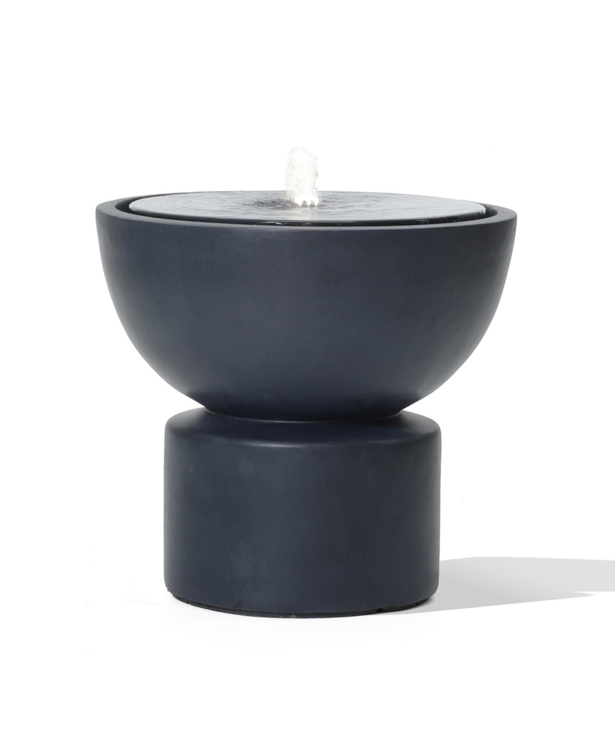 LuxenHome Dark Gray Resin Round Bubbler 18.7" Tall Outdoor Fountain with Lights - Gray | Macy's