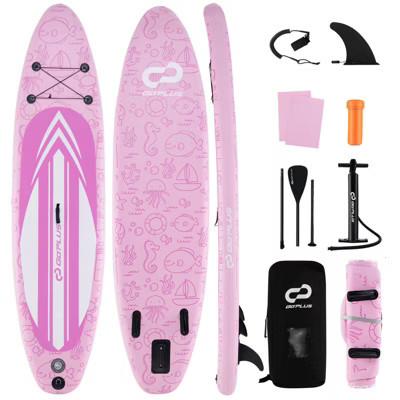 Costway Small Inflatable SUP Board, Portable Paddle Board with 5D rings Stand Up Paddle Board for Youth & Adult Pink | Target