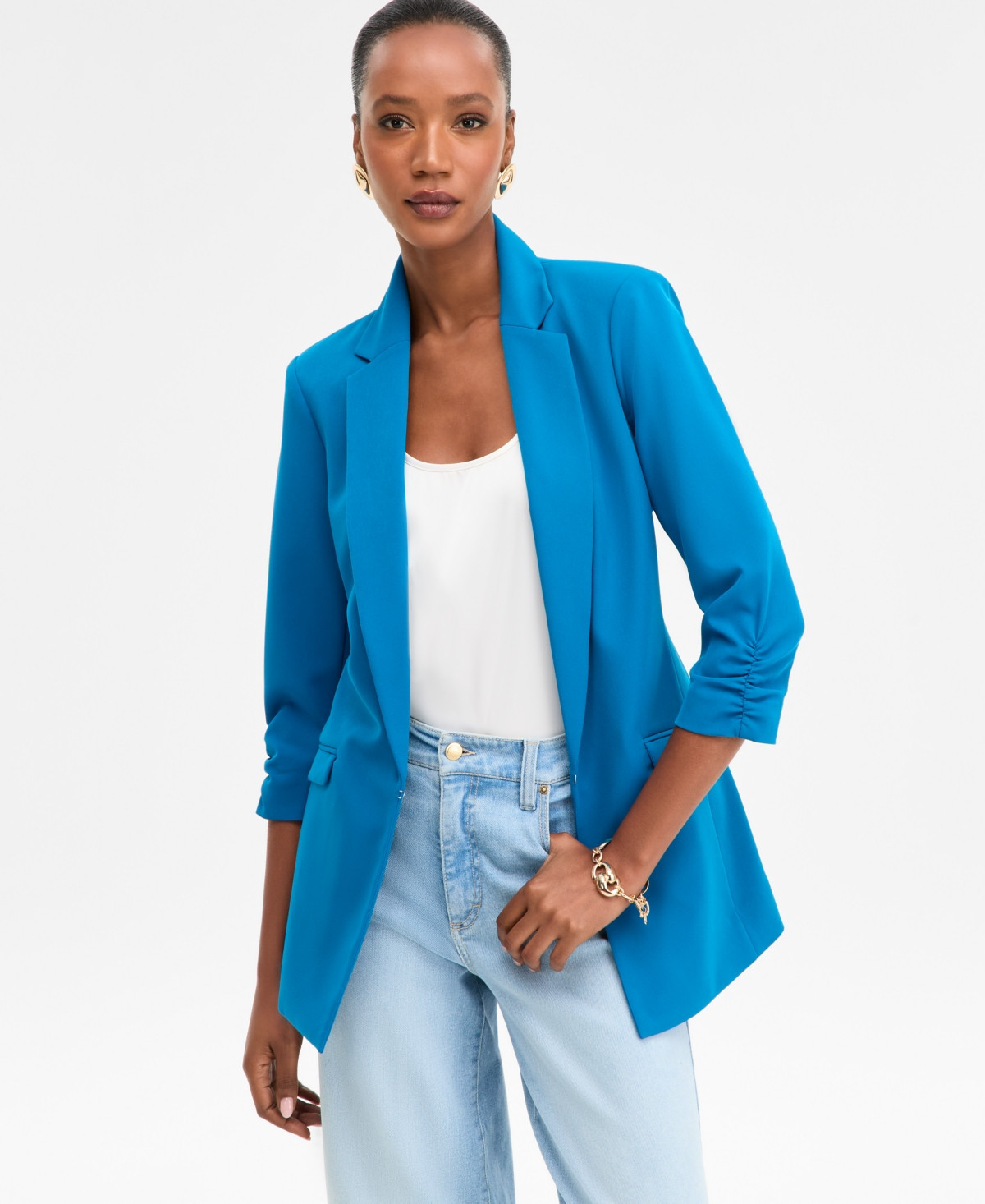 I.n.c. International Concepts Women's Menswear Blazer, Created for Macy's - Bijoux Blue | Macy's