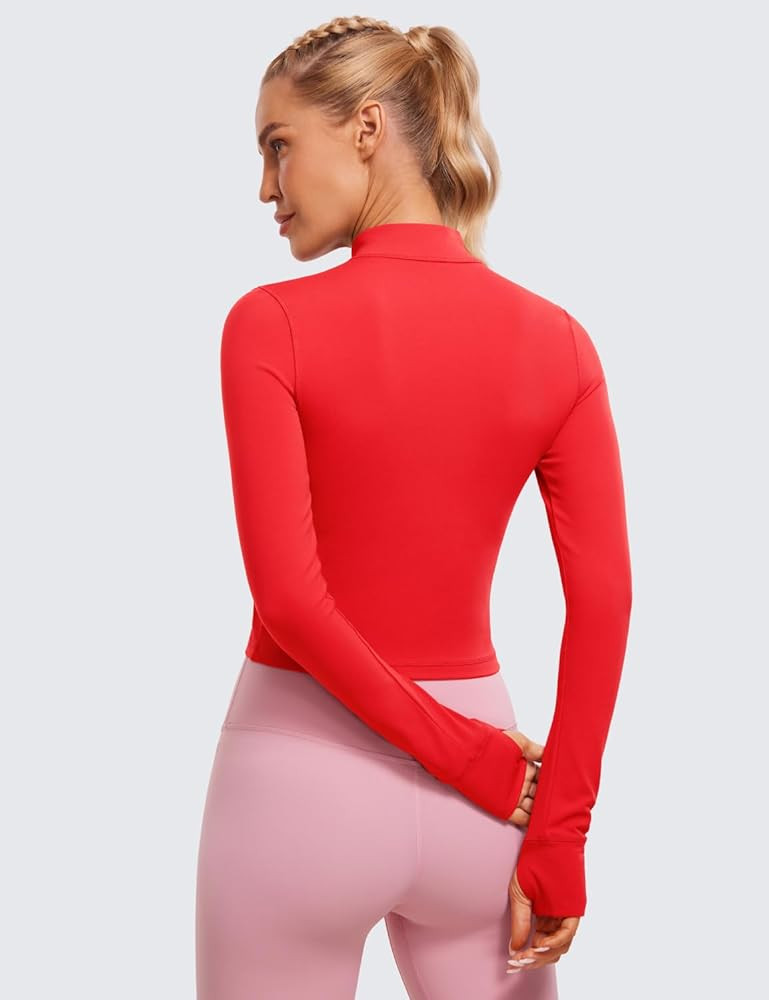 CRZ YOGA Butterluxe Cropped Athletic Jackets for Women - Full Zip Up Track Tops with Thumb Holes ... | Amazon (US)