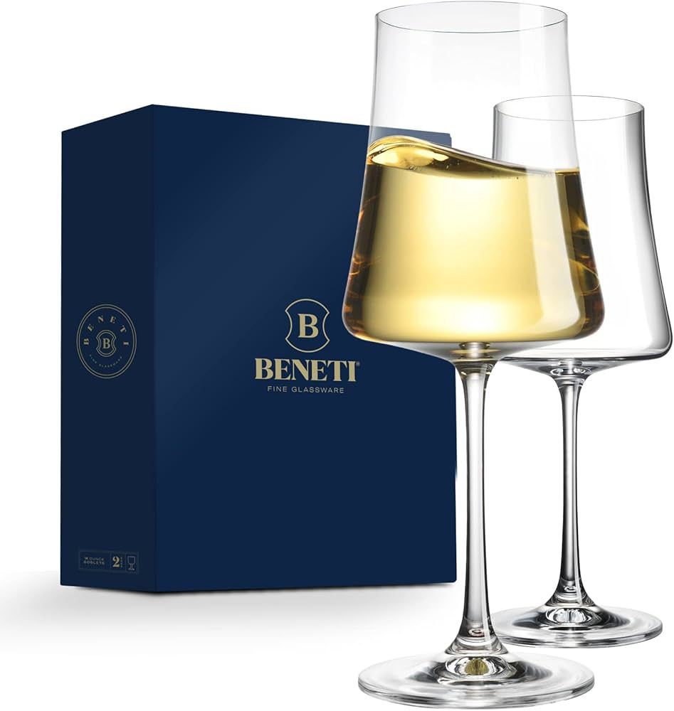 BENETI Exquisite Wine Glasses Set of 2 | Handmade In Europe | 12oz Premium Crystal Red & White Lo... | Amazon (US)