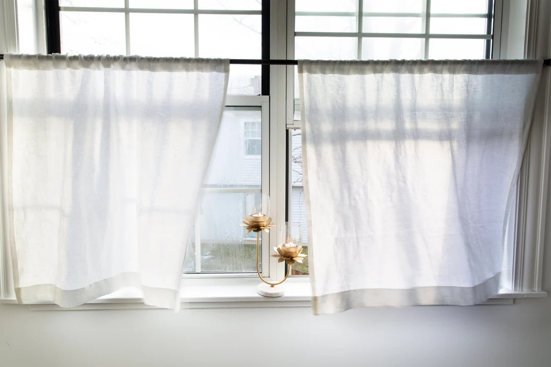 Linen Cafe Curtains Simple Whitekitchen Curtains1 Panel - Etsy | Etsy (US)