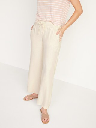 Mid-Rise Linen-Blend Pants for Women | Old Navy (US)