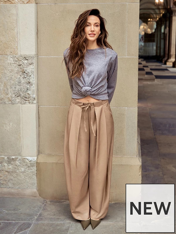 Michelle Keegan Knot Detail Structured Top - Grey | Very (UK)