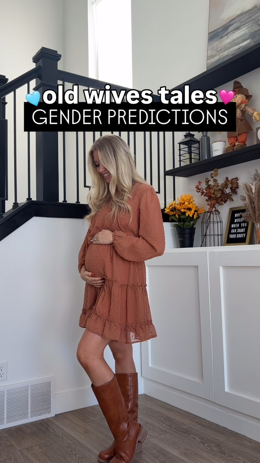 old wives tales gender predictions!! we find out this week🩵🩷

dress: wearing usual M but would size up if I were buying for my bump lol
boots: size up half
joshs shirt: he LOVES these tees I got him size L
his sweats: true to size 

| mens fashion | fall dress | fall outfit | bump friendly | pregnant | gender reveal 

#LTKBump #LTKMens #LTKSeasonal