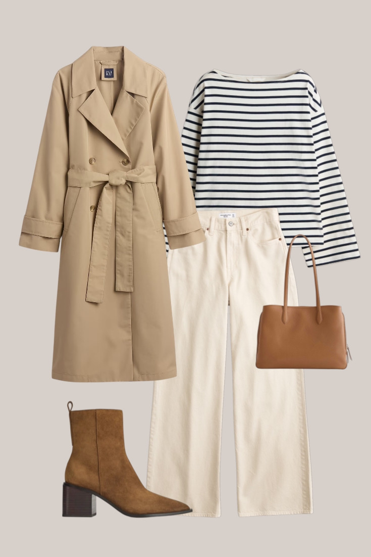 Trench + striped top + cream jeans + tan ankle boots
Keeping the lighter denim going into fall 🤍 Cream jeans look so good with a striped top, classic trench and warm tan suede boots.

#LTKautumn #LTKjeans #LTKstyletip