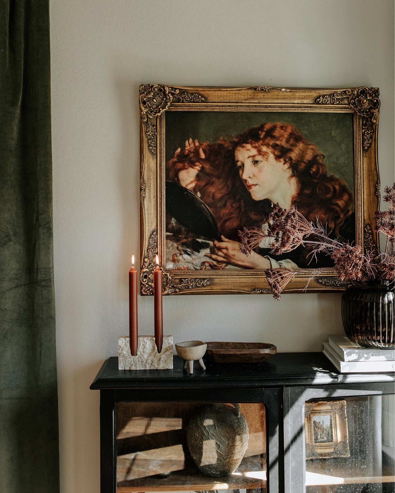 Candle holders, books, fall stems, art 

#LTKhome