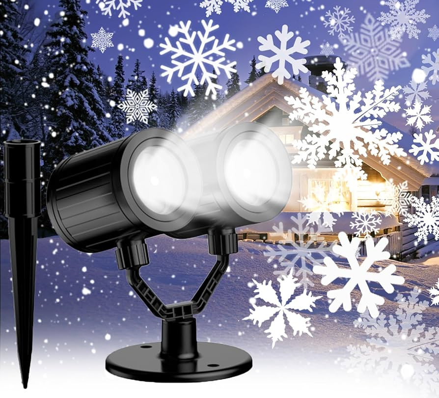 Snowflake Christmas Projector Lights Outdoor 2025 Upgraded Double Head Snowflake Lights Waterproo... | Amazon (US)