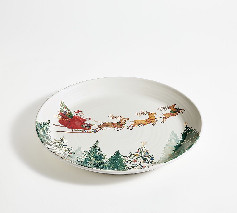 Christmas in the Country Stoneware Round Platter | Pottery Barn (US)