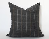 Plaid Throw Pillow, Moody Pillow Covers, Dark Gray Pillow 20x20, Minimalist Pillow Cover, Black a... | Etsy (CAD)