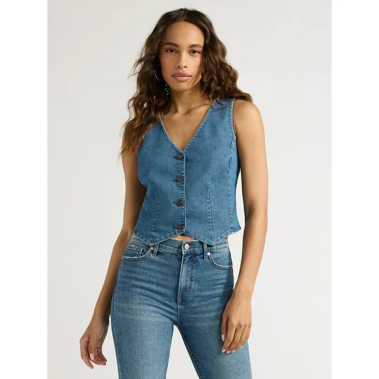 Sofia Jeans Women's Denim Vest, Sizes XS-XXXL | Walmart (US)
