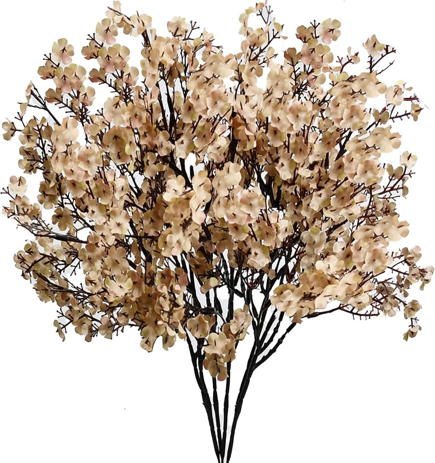 Mandy's Light Brown Artificial Baby’s Breath European Flowers 6 Bundles Silk Gypsophila with Be... | Amazon (US)