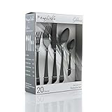 MegaChef Silverware Utensil Flatware Set, 20 Piece, Black | Amazon (US)