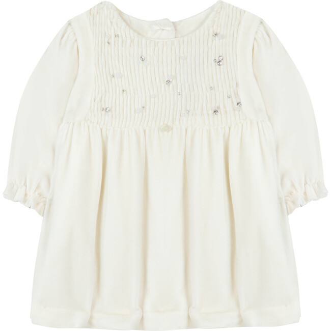 Tartine et Chocolat | Velvet Sparkle Baby Dress (White, Size 9M) | Maisonette | Maisonette