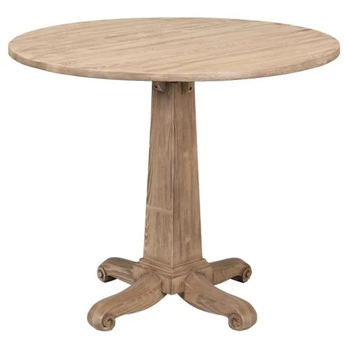 Peter French Country Brown Pine Wood Round Bistro Table - 36"W | Kathy Kuo Home