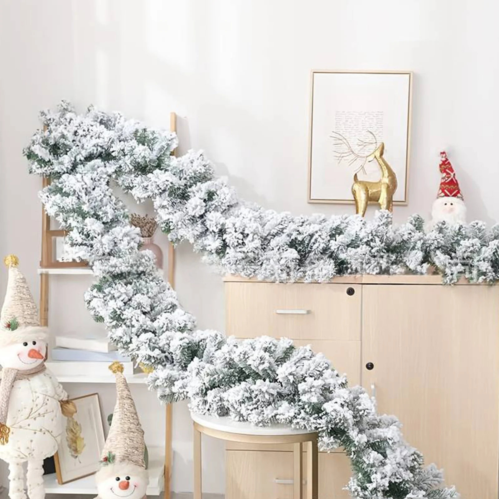 TOPRenddon Snow Flocked Christmas Garland Snowy Artificial Christmas Garland Winter Frosted Holid... | Walmart (US)