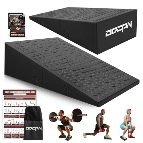 Squat Wedge Block, 2 Pcs Non-slip Heel Elevated Squat Wedge for Weightlifting Workout with Storage & Training Poster, Slant Board for Squats to Improve Squat Mobility Balance & Strength Performance | Amazon (US)