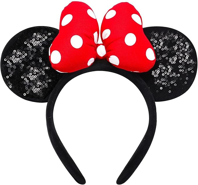 Handmade Mouse Ears Headband for Women and Ladies, Polka Dot Bow Minnie Ears Costume Accessories | Amazon (US)