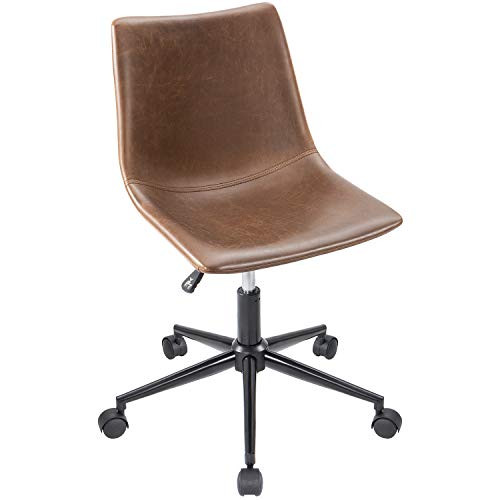 Furmax Mid Back Task Chair PU Leather Adjustable Swivel Office Chair Bucket Seat Armless Computer Ch | Amazon (US)
