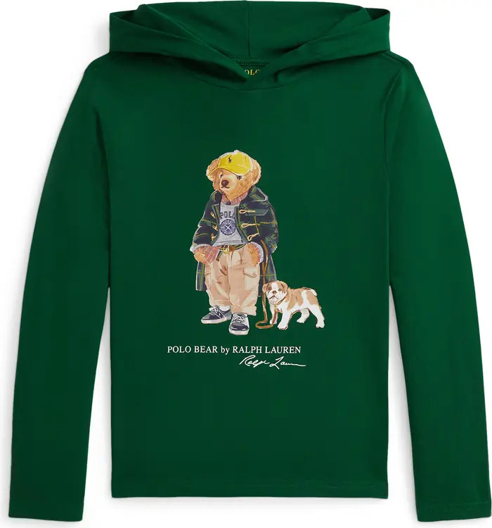 Kids' Polo Bear Hooded Cotton Long Sleeve T-Shirt | Nordstrom