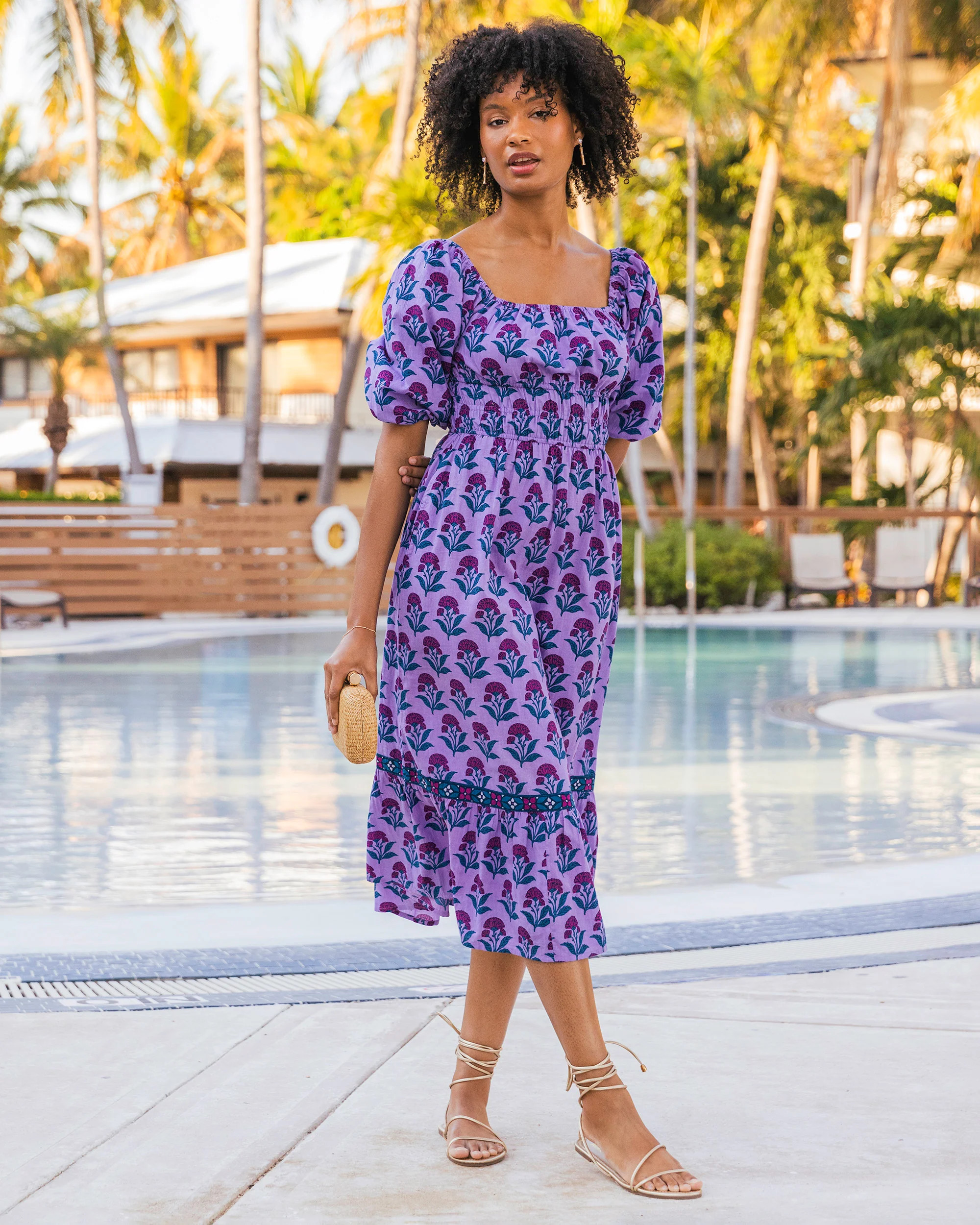 Countryside Drives - Skip Ahead Midi Dress - Lavender Fields | Printfresh