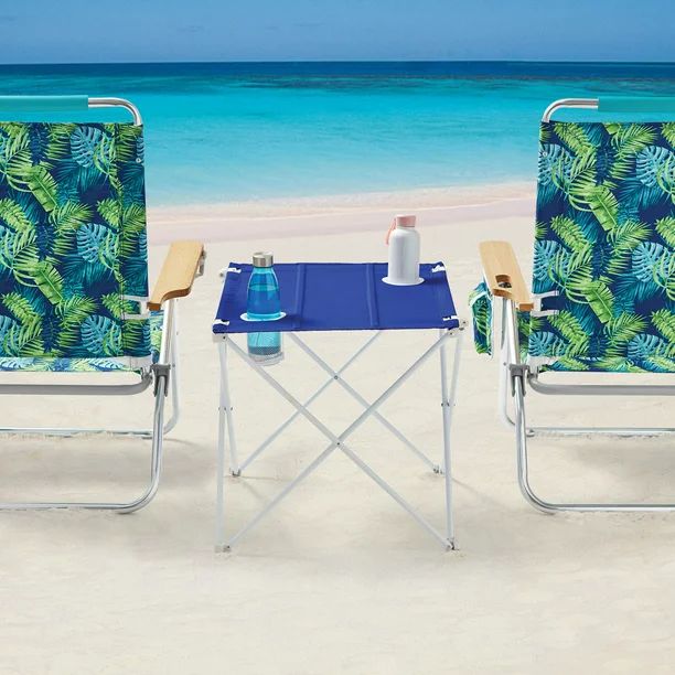 Mainstays Folding Portable Beach Bag Table with Carry Bag Blue | Walmart (US)