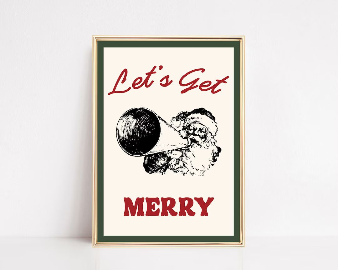 Retro Christmas Decor Let's Get Merry Christmas Wall - Etsy | Etsy (US)