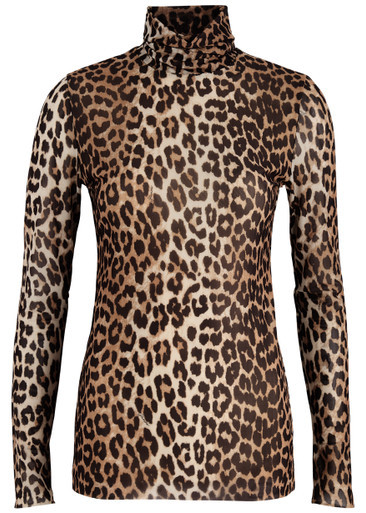 Leopard-print stretch-tulle top | Harvey Nichols