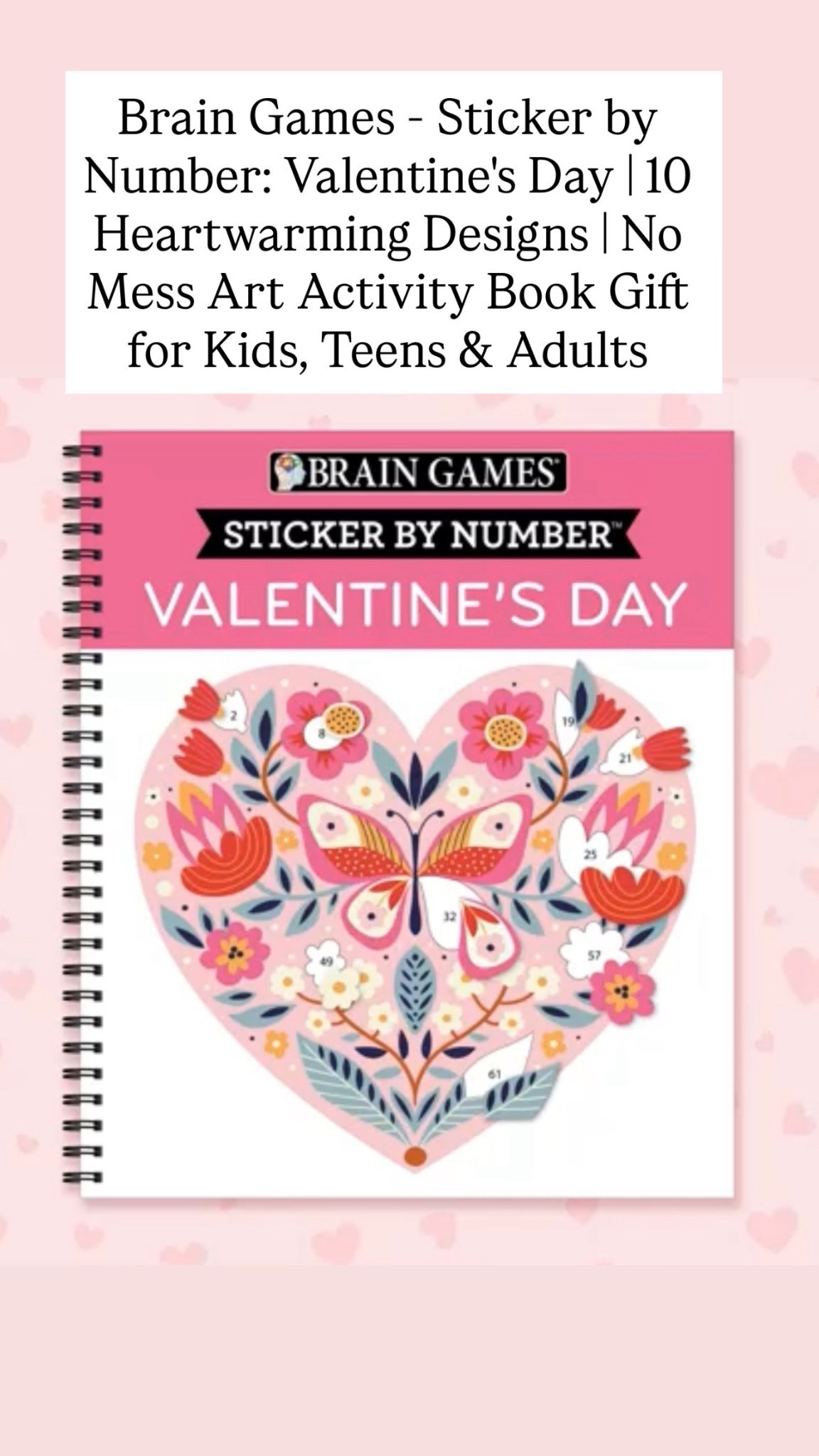 Brain Games - Sticker by Number: Valentine's Day | 10 Heartwarming Designs | No Mess Art Activity Book Gift for Kids, Teens & Adults

#LTKValentine