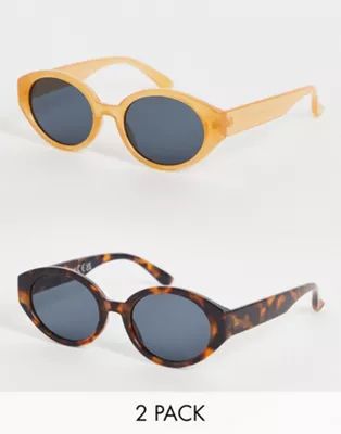 SVNX two pack tortoise and orange sunglasses | ASOS (Global)