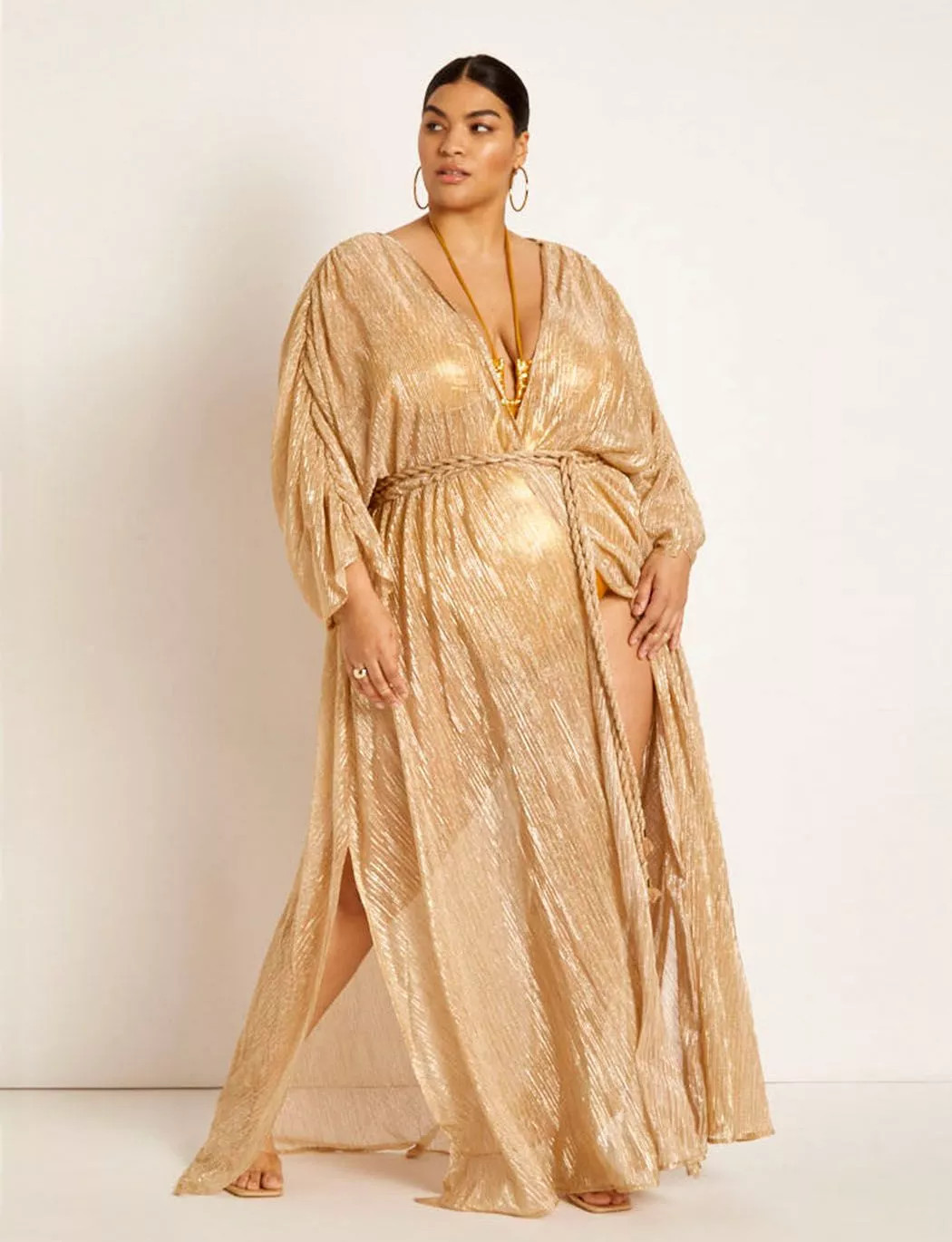 Gabi Fresh Swim x ELOQUII Dramatic Pleated Coverup Maxi Dress | Eloquii