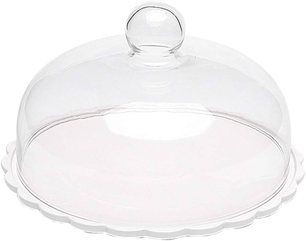 DOITOOL Ceramic Cake Plate with Glass Dome Glass Dessert Holder Clear Cupcake Stand Decorative Se... | Amazon (US)