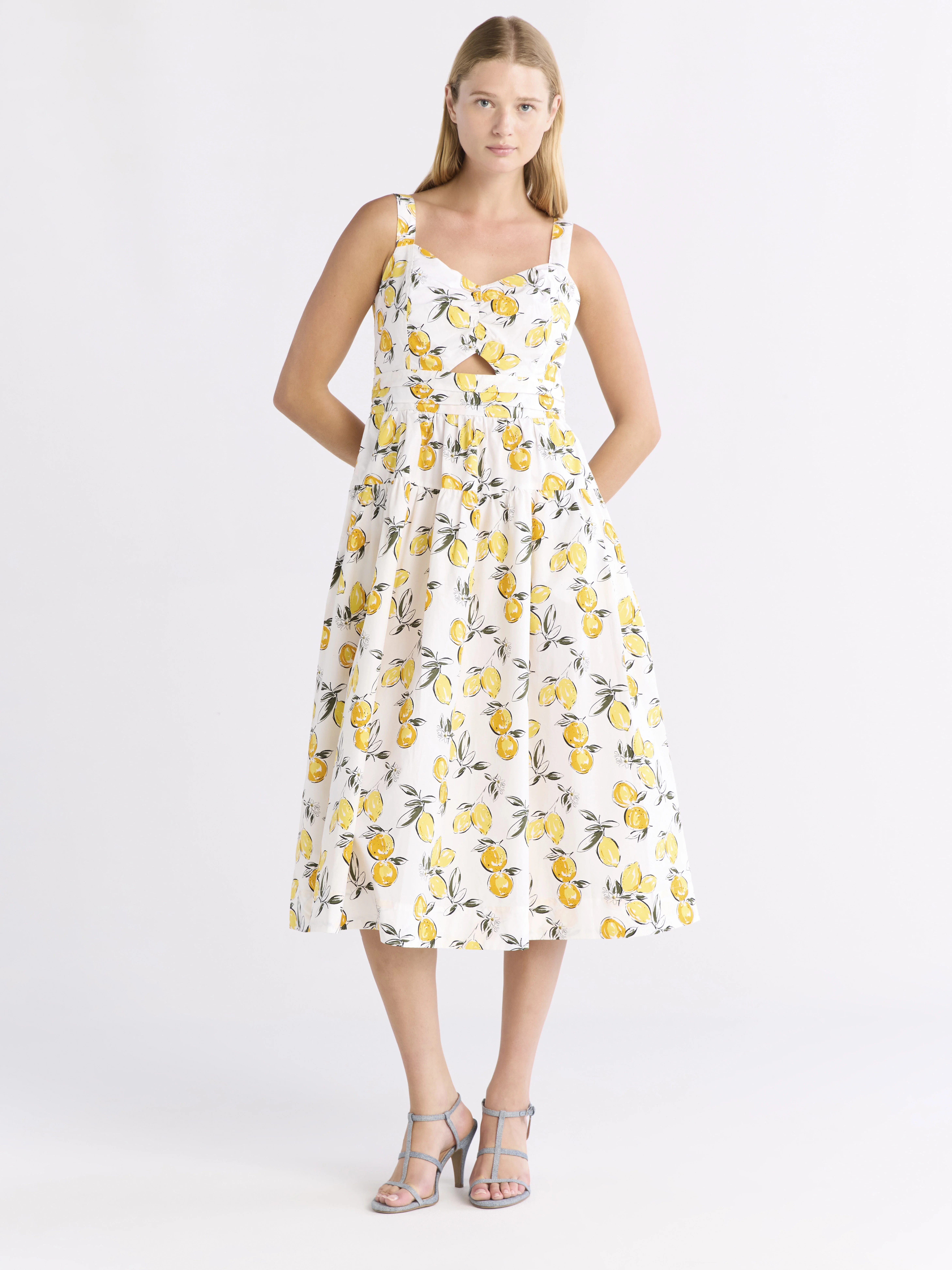 Free Assembly Women's Ruched Cutout Cotton Midi Dress, XS-XXL | Walmart (US)