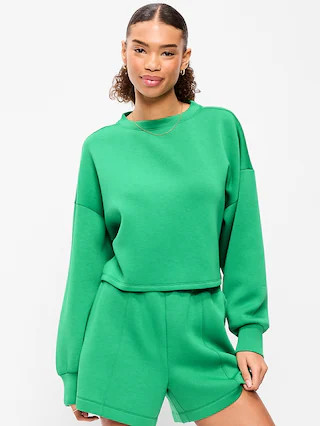 Bounce Fleece Crew-Neck Cropped Sweatshirt | Old Navy (US)