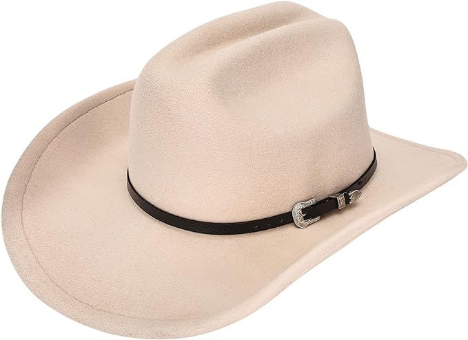 UIMLK Classic Felt Wide Brim Western Cowboy & Cowgirl Hat with Buckle for Women and Men | Amazon (US)