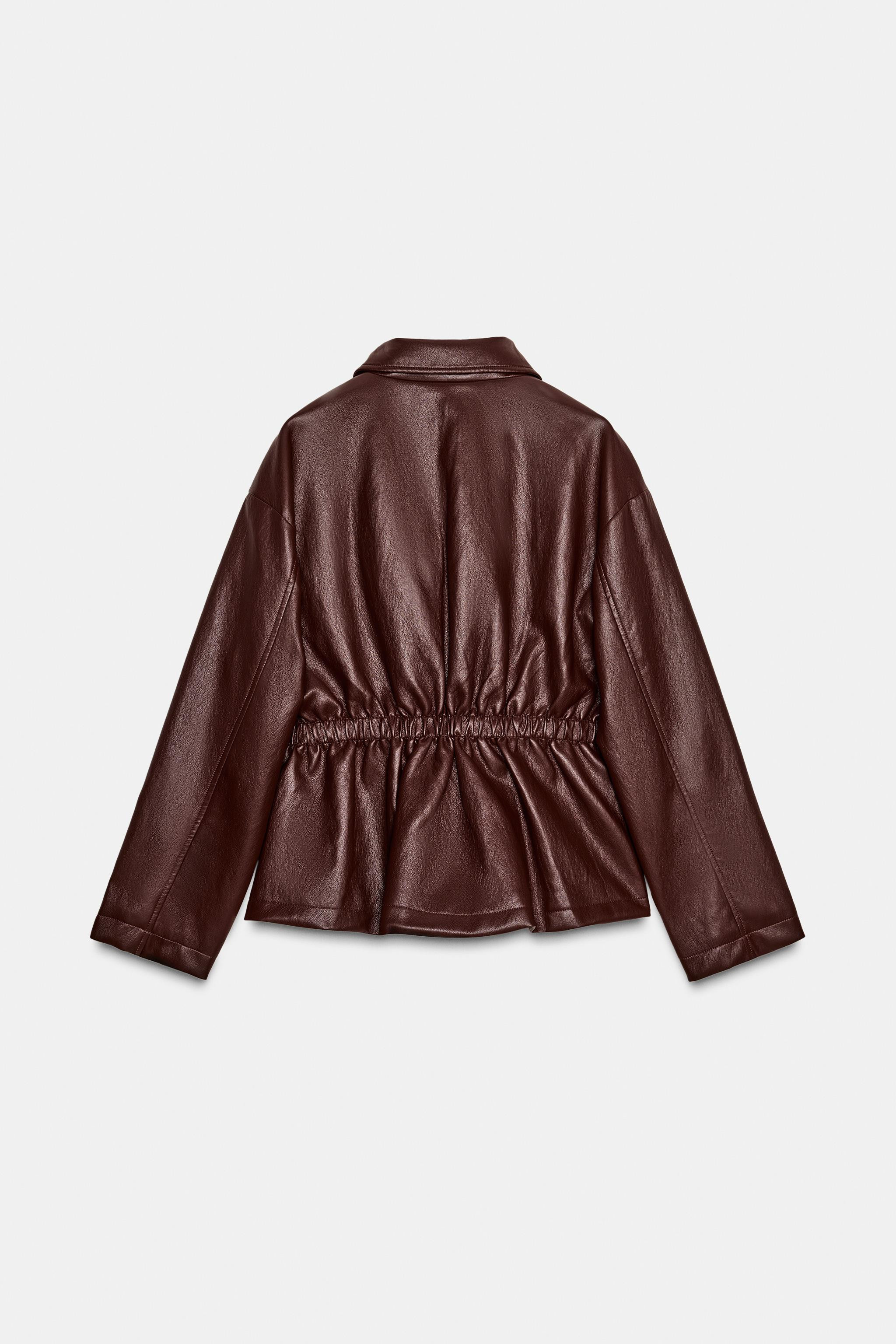 ELASTIC WAIST FAUX LEATHER JACKET | Zara US