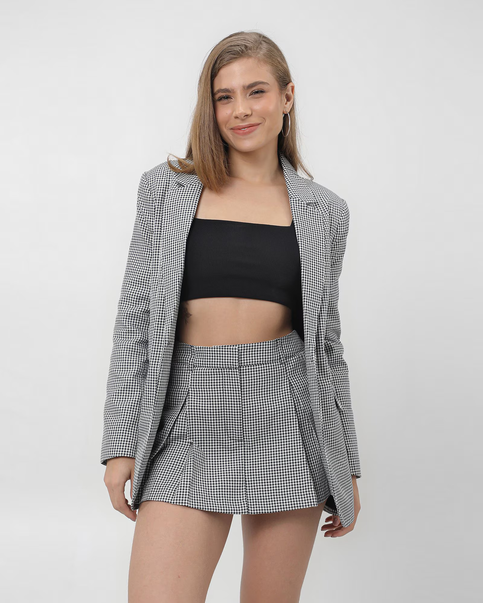 Short-saia xadrez com pregas azul | Pool by Riachuelo | Riachuelo (BR)