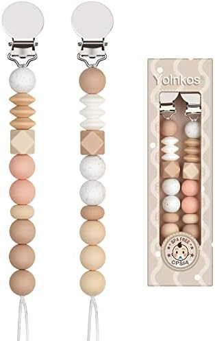 Yolnkos Clips para chupete para bebés y niñas, soporte para correa (avena, melocotón) | Amazon (US)