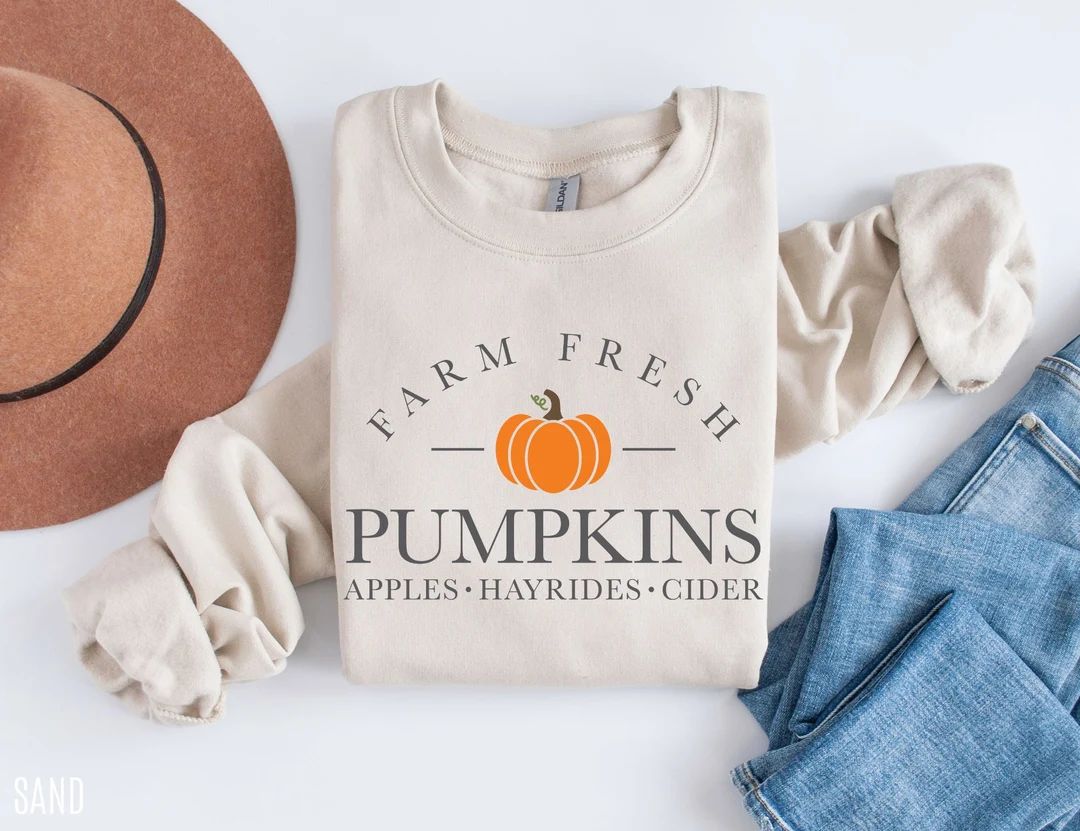 Farm Fresh Pumpkins Sweatshirt Pumpkin Sweatshirt Fall - Etsy | Etsy (US)