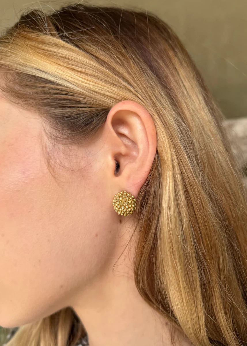 Emily Ball Beaded Cluster Stud Earrings - Gold | Benaar La