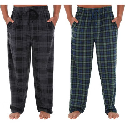 Men's Gift Box of 2 Flannel Plaids Fleece Pajama Pants, Winter Lounge PJ Bottoms | Target