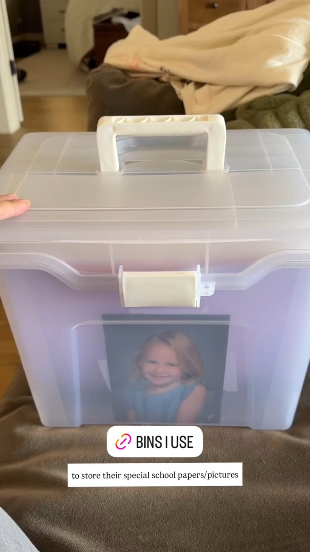 Bins I use to store the kids special school papers/pictures!