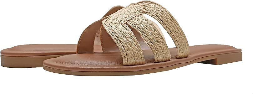 Amazon.com: The Drop Women's Monika Flat H-Band Slide Sandal, White, 8.5 : Clothing, Shoes & Jewe... | Amazon (US)