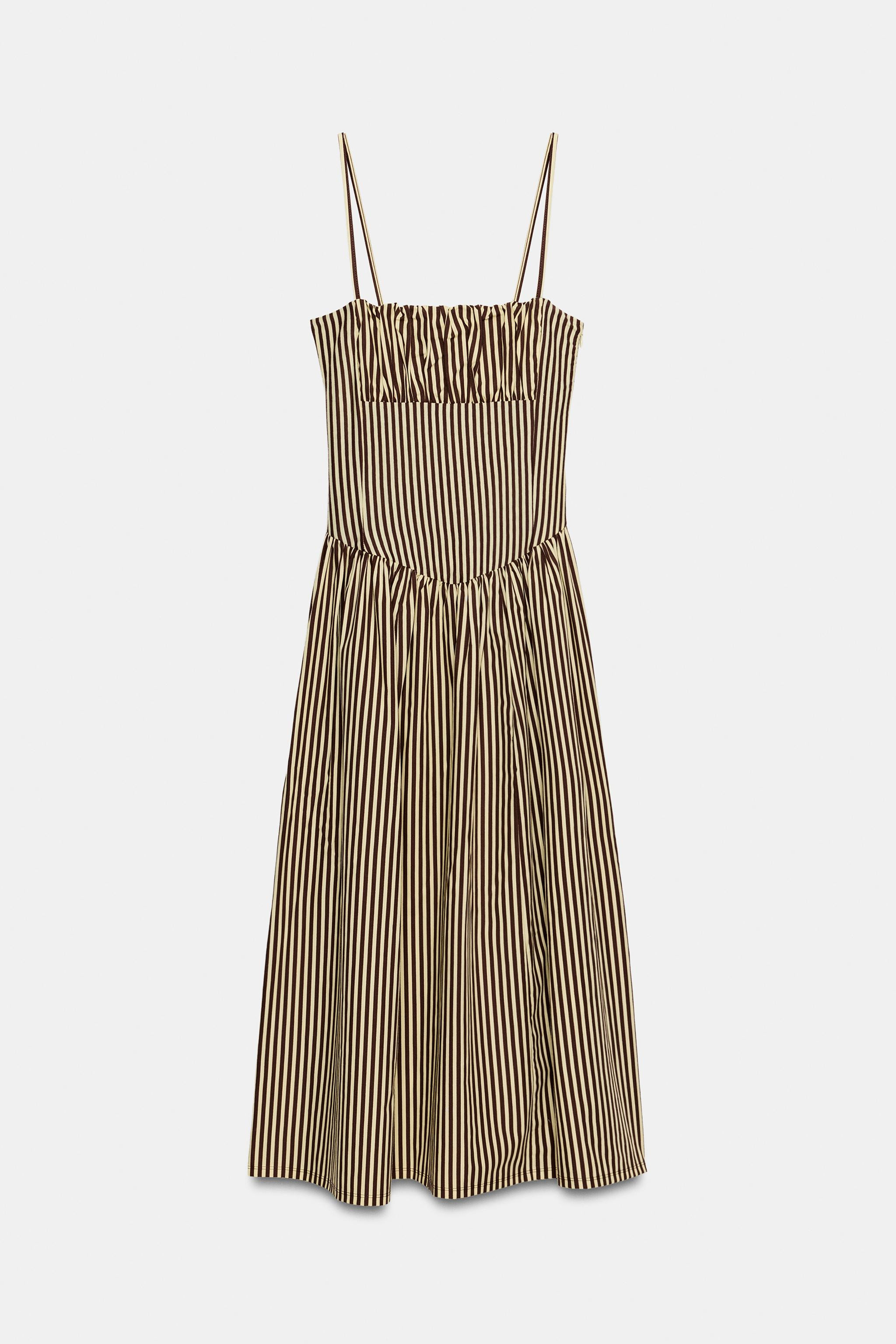 STRIPED COMBINATION POPLIN DRESS | Zara US