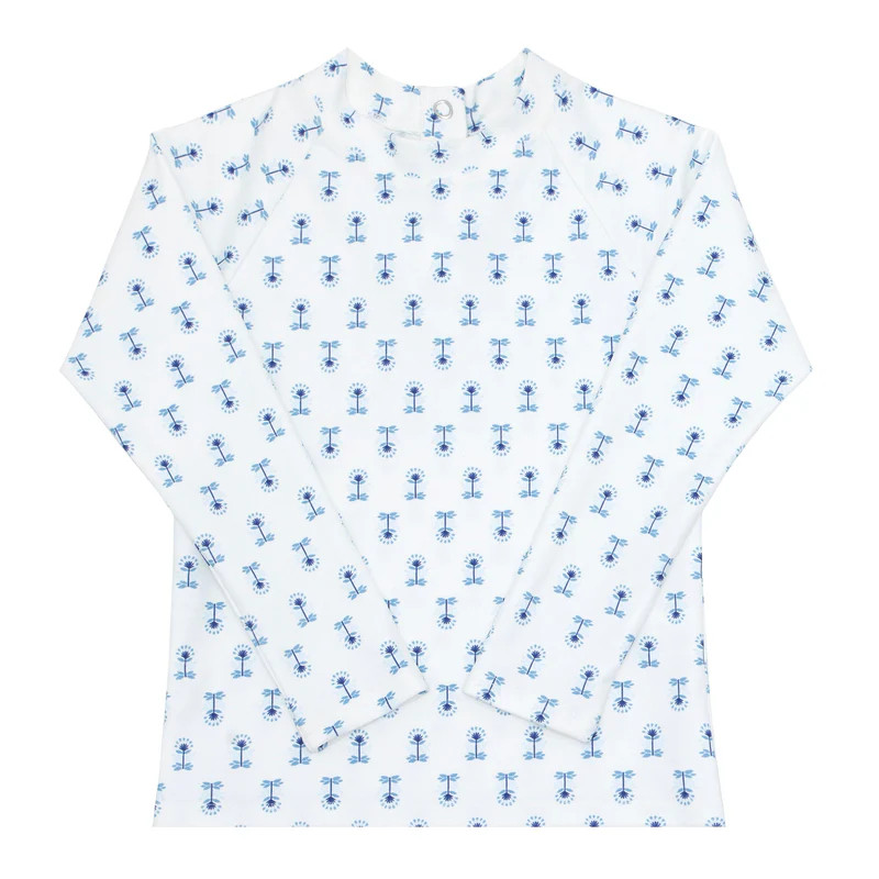 minnow x petite plume unisex botanical block print rashguard | minnow