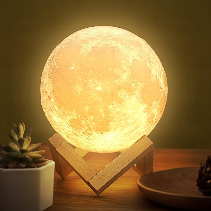 Moon Lamp Balkwan 4.7 inches 3D Printing Moon Light uses Dimmable and Touch Control Design,Romant... | Amazon (US)