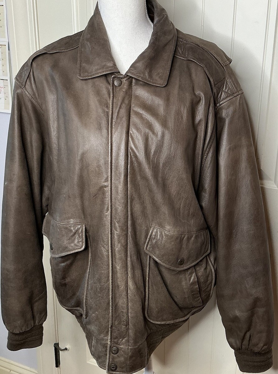 Roundtree & Yorke mens large genuine leather  Bomber Jacket brown pre-owned  | eBay | eBay US