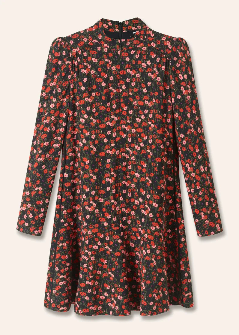 Flower Meadow Print Short Fit and Flare Dress + Belt | ME+EM Global (Excluding US)