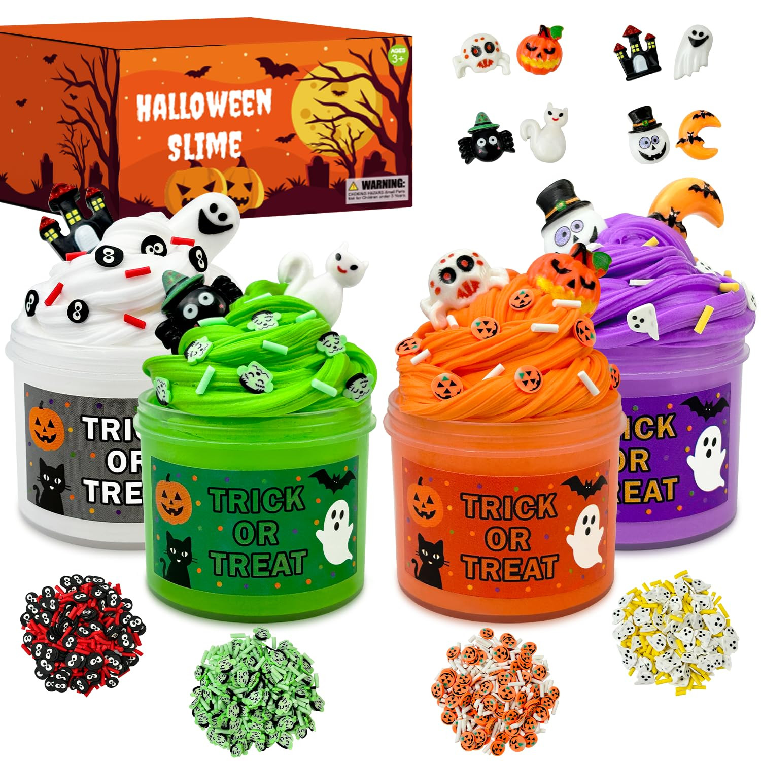 Halloween Goodie Bag Stuffers Fillers for Kids 4 PCS,Halloween Slime Kit Non Candy Treats for Tod... | Amazon (US)